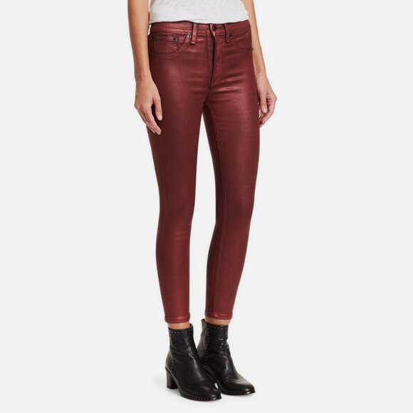 Rag & Bone / JEAN Skinny Metallic Coated Stretch Jeans - Picture 10 of 12